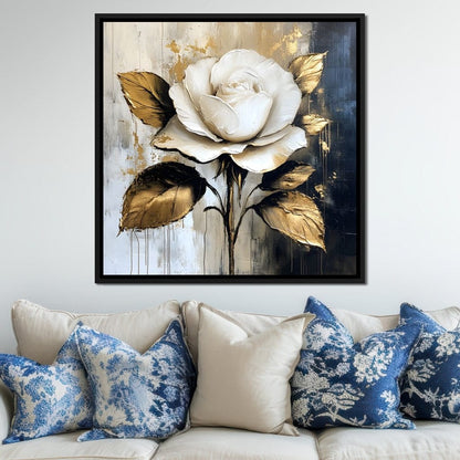 Golden Petals Against Contrast Canvas Wall Art
