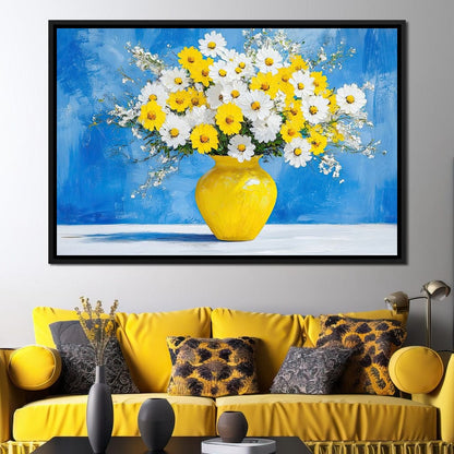 White & Yellow Flowers Canvas Wall Art