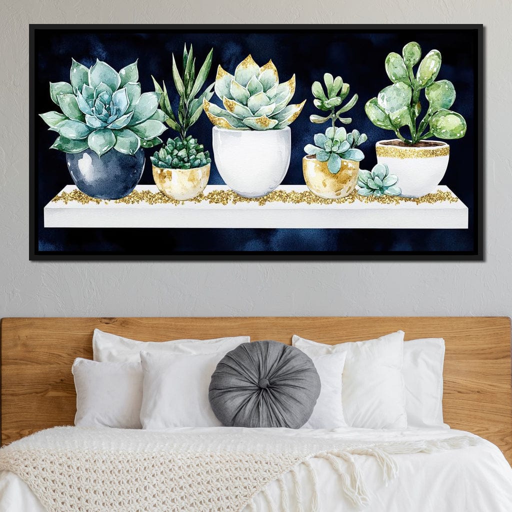 Succulent Symphony in Green Canvas Wall Art
