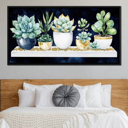 Succulent Symphony in Green Canvas Wall Art