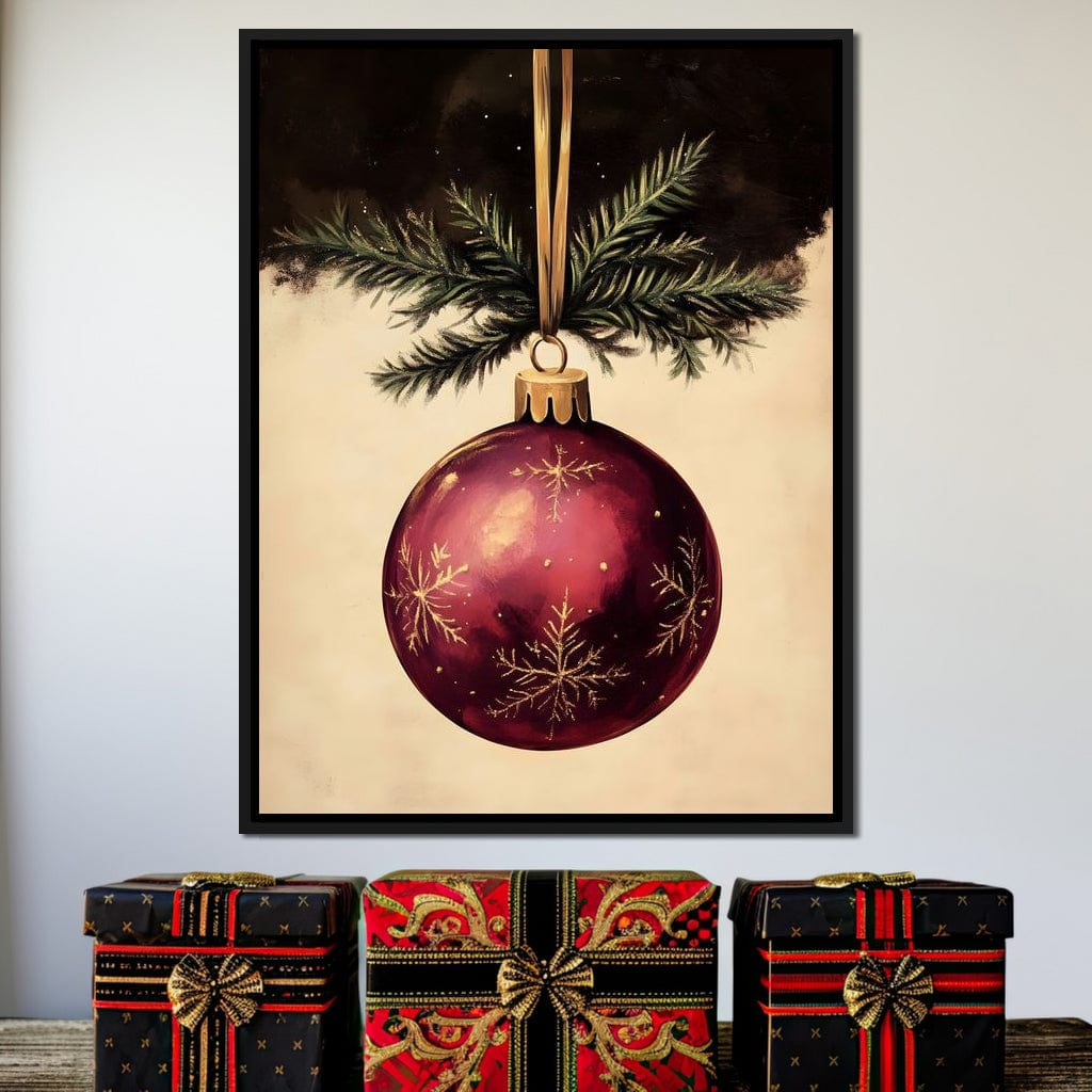 Golden Snowflake Ornament Cheer Canvas Wall Art