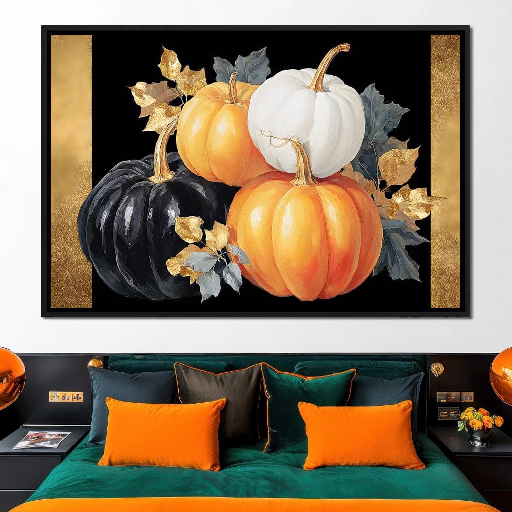 Golden Pumpkin Harvest Harmony Canvas Wall Art