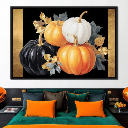 Golden Pumpkin Harvest Harmony Canvas Wall Art