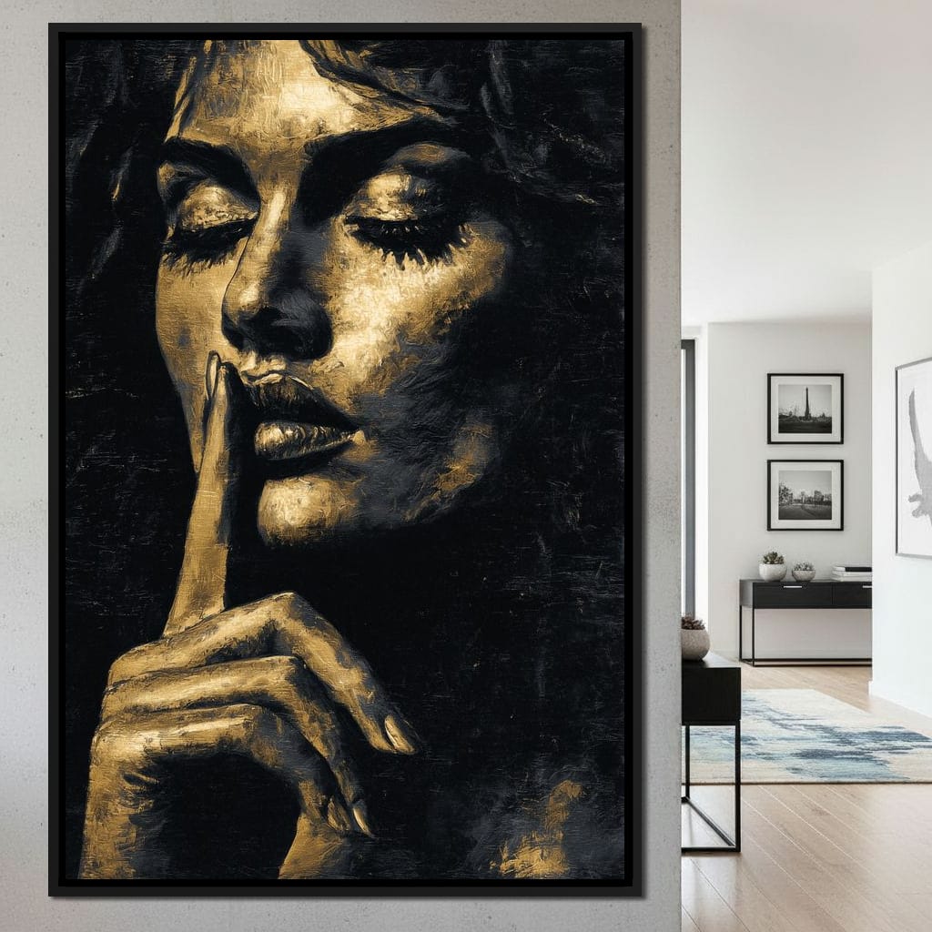 Golden Silence Portrait Muse Canvas Wall Art