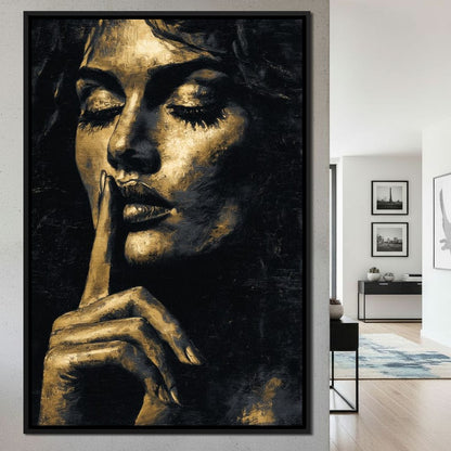 Golden Silence Portrait Muse Canvas Wall Art