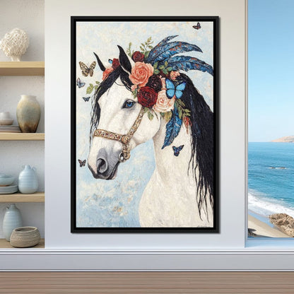 Majestic White Horse Harmony Canvas Wall Art
