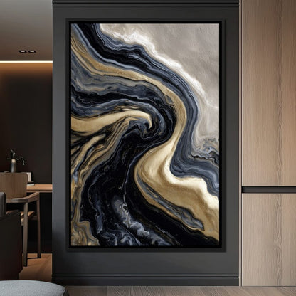 Liquid Gold Onyx Swirl Flow Canvas Wall Art