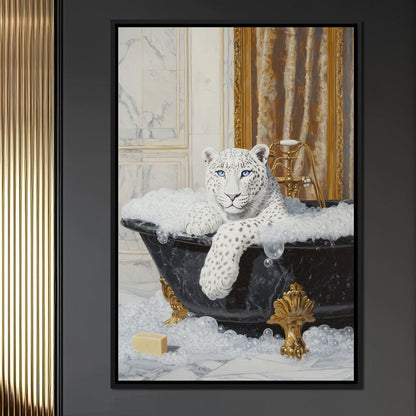 Majestic Snow Leopard Soak in Canvas Wall Art