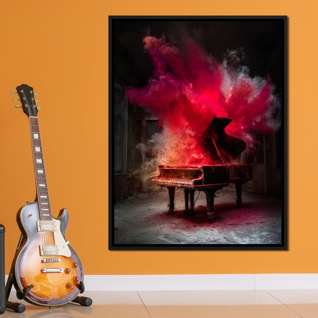 Grand Piano Burst of Vibrant Fire Canvas Wall Art