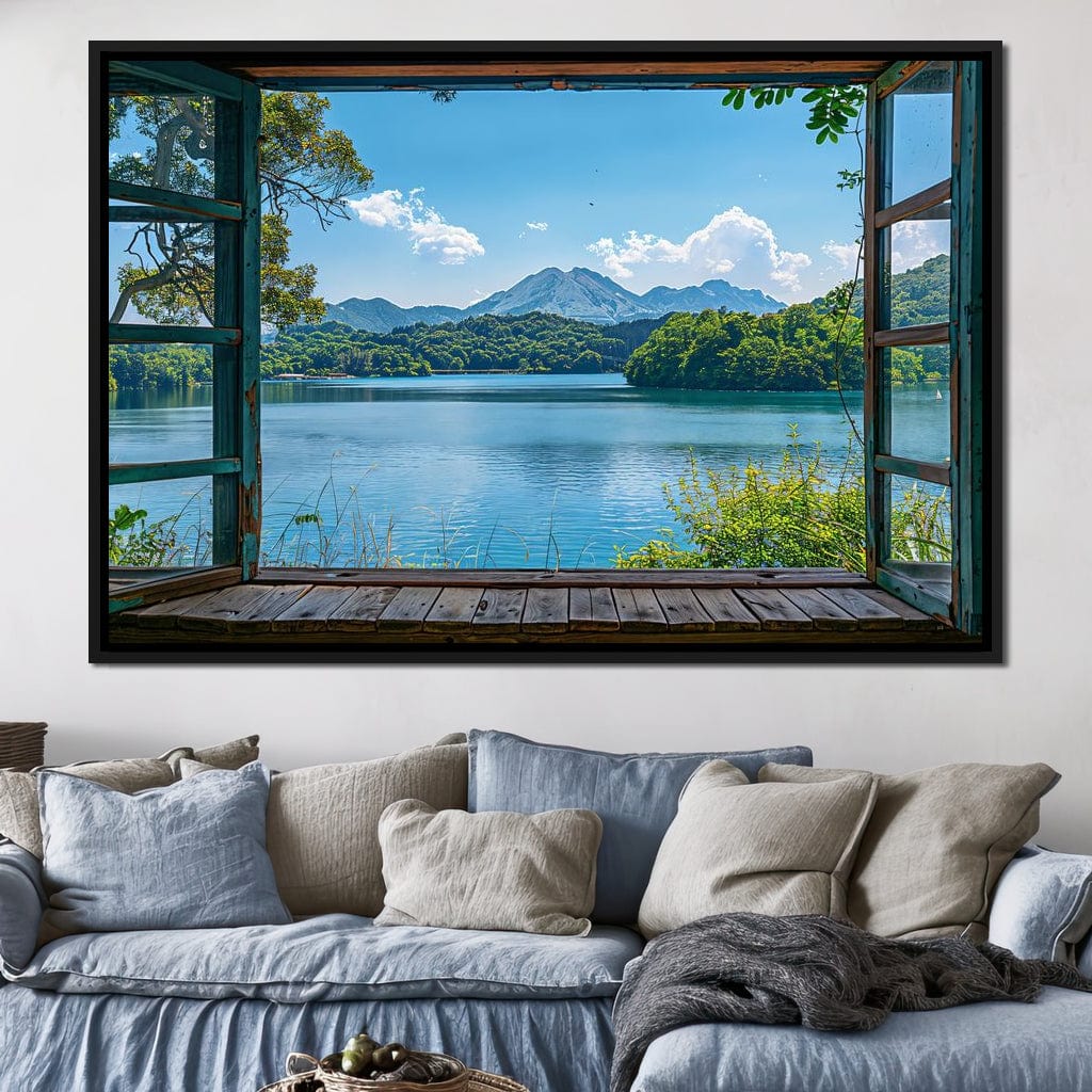 Serene Lakeside Retreat Canvas Wall Art