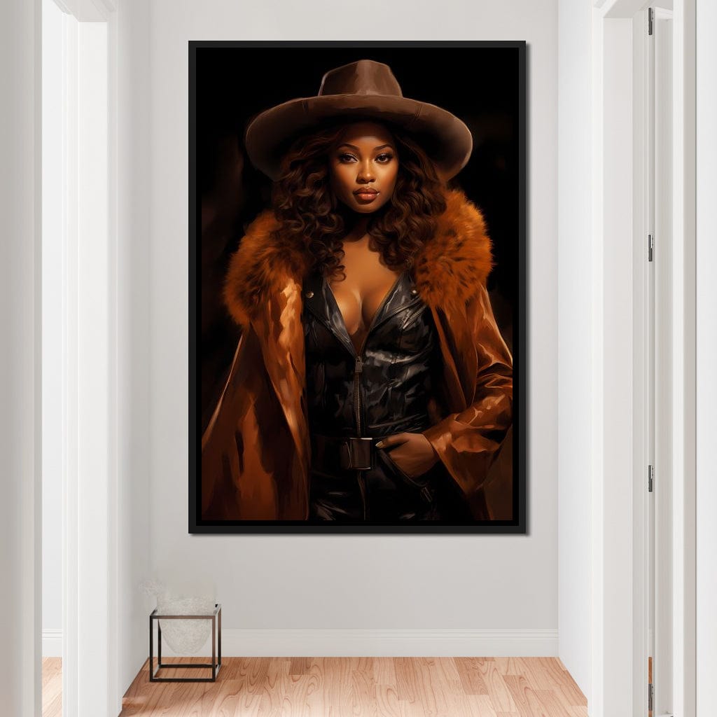 African Woman in Brown Fur Canvas Wall Art