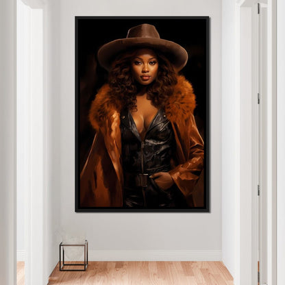 African Woman in Brown Fur Canvas Wall Art