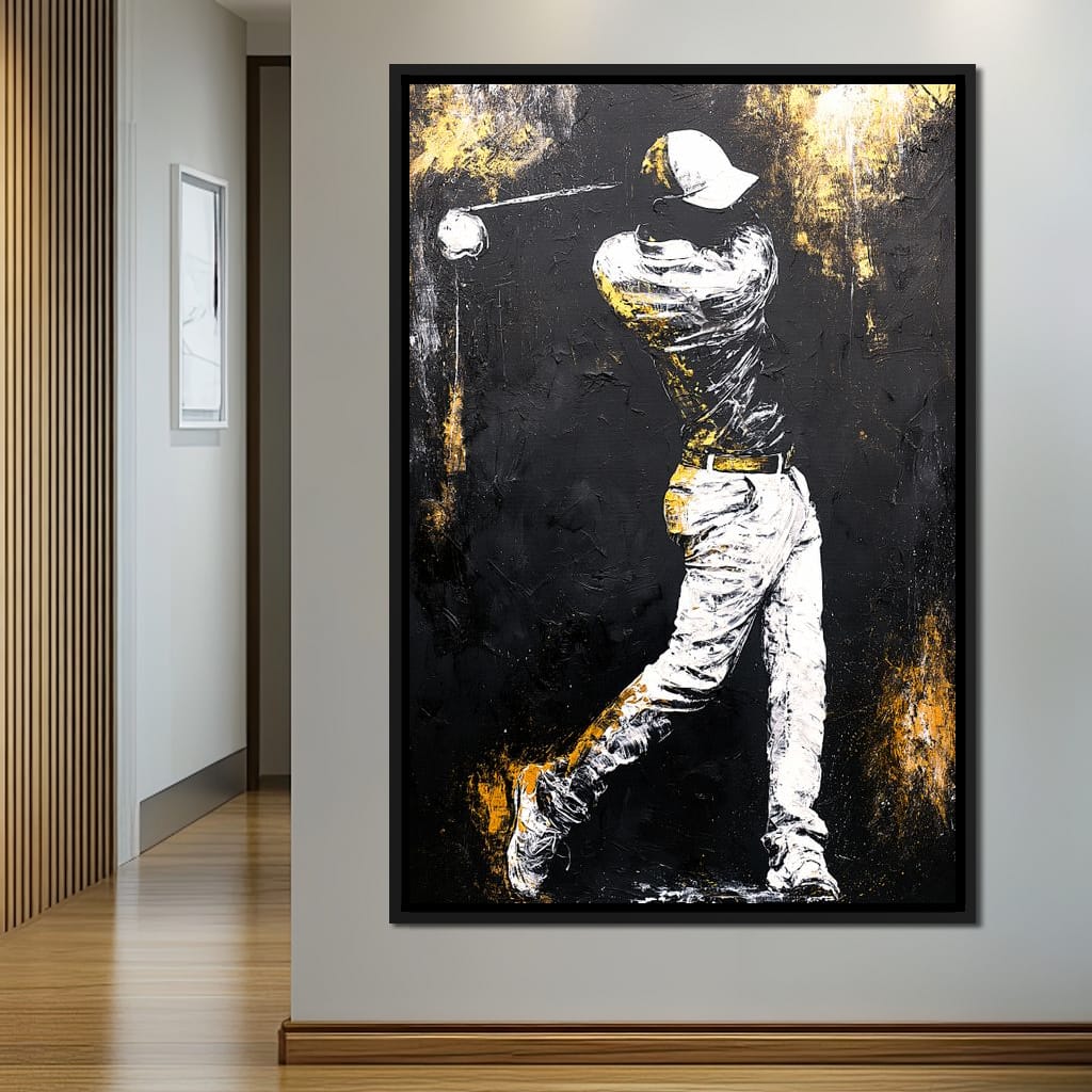 Golf Profile in Black Canvas Wall Art