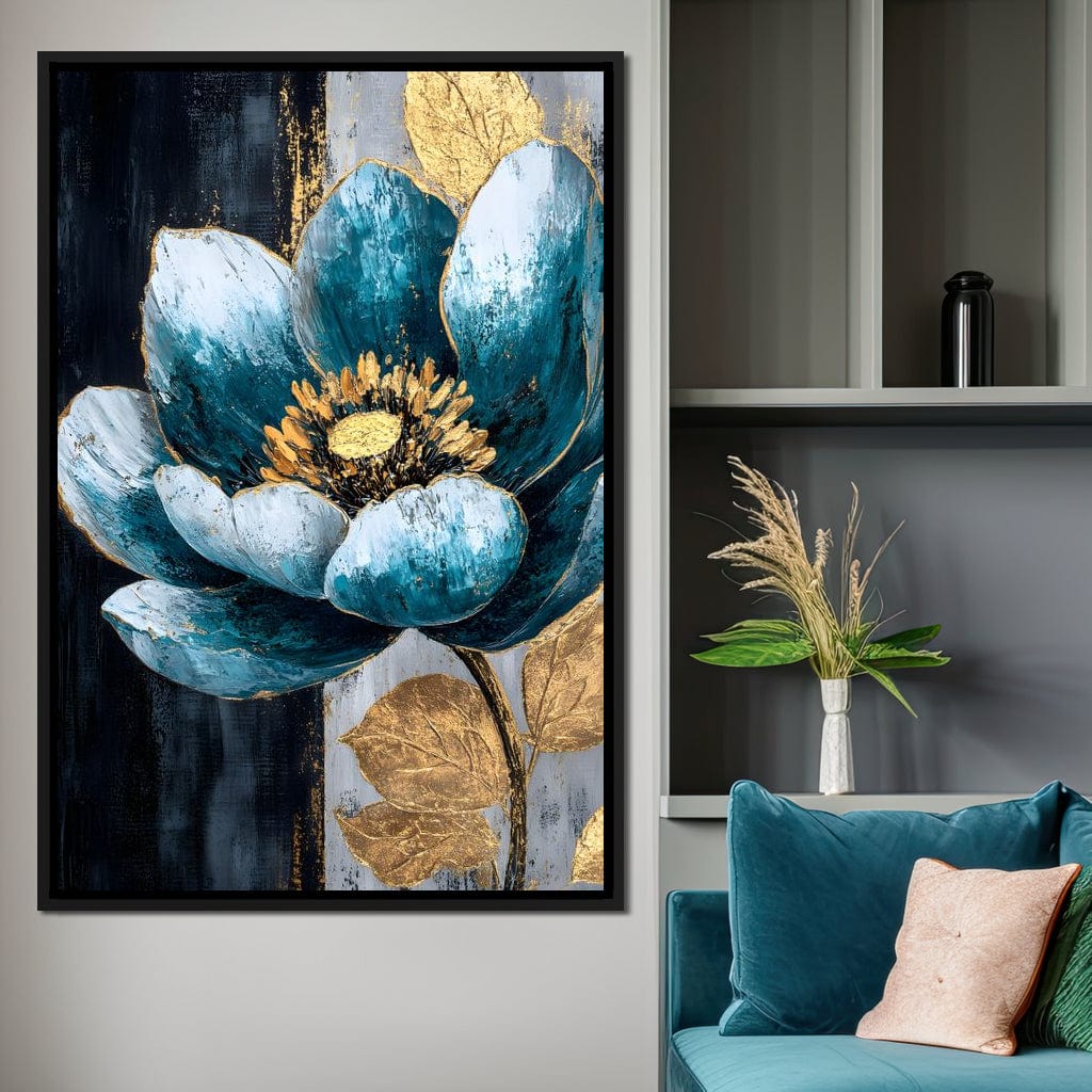 Radiant Petals Golden Harmony Canvas Wall Art