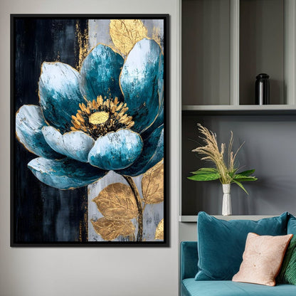 Radiant Petals Golden Harmony Canvas Wall Art