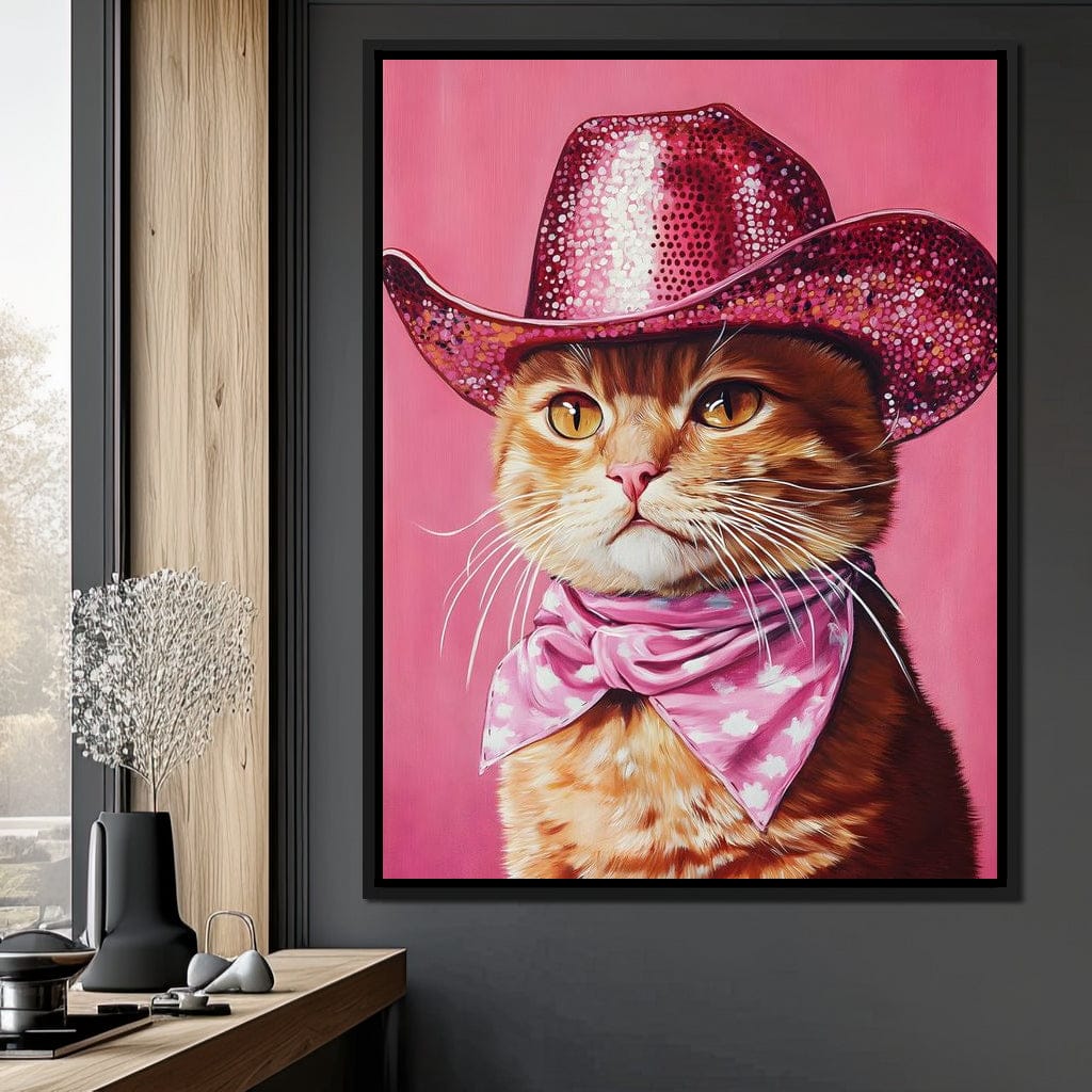 Pink Rodeo Cat Swagger Canvas Wall Art