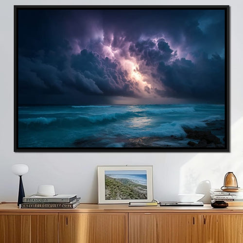 Tempest Sky Over Ocean Waves Canvas Wall Art