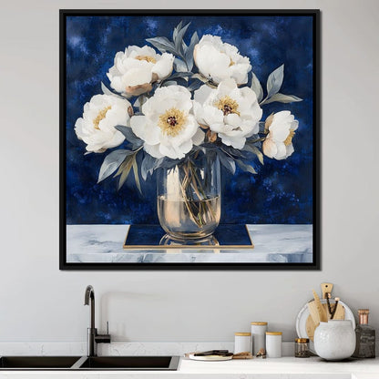 Peony Elegance Midnight Blooms Canvas Wall Art