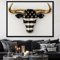 Majestic Gold Horned Bull Canvas Wall Art