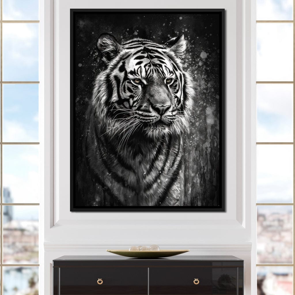 Tiger in Black & White Canvas Wall Art