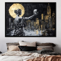 Golden Reflection Over the City Canvas Wall Art