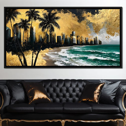 Miami Vibes in Gold Canvas Wall Art