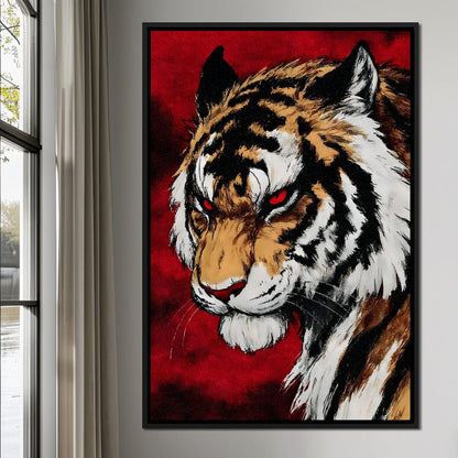 Fierce Tiger Red Eyes Roar Canvas Wall Art