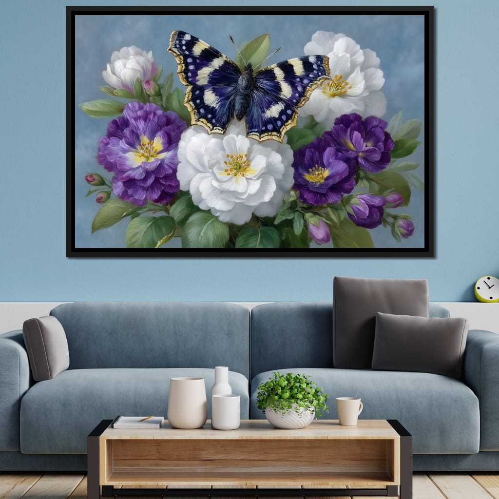 Purple Butterfly Garden Blooms Canvas Wall Art