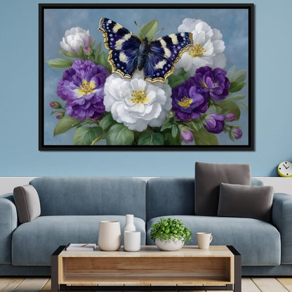Purple Butterfly Garden Blooms Canvas Wall Art