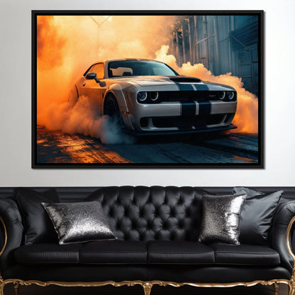 Silver Hellcat Burnout Canvas Wall Art