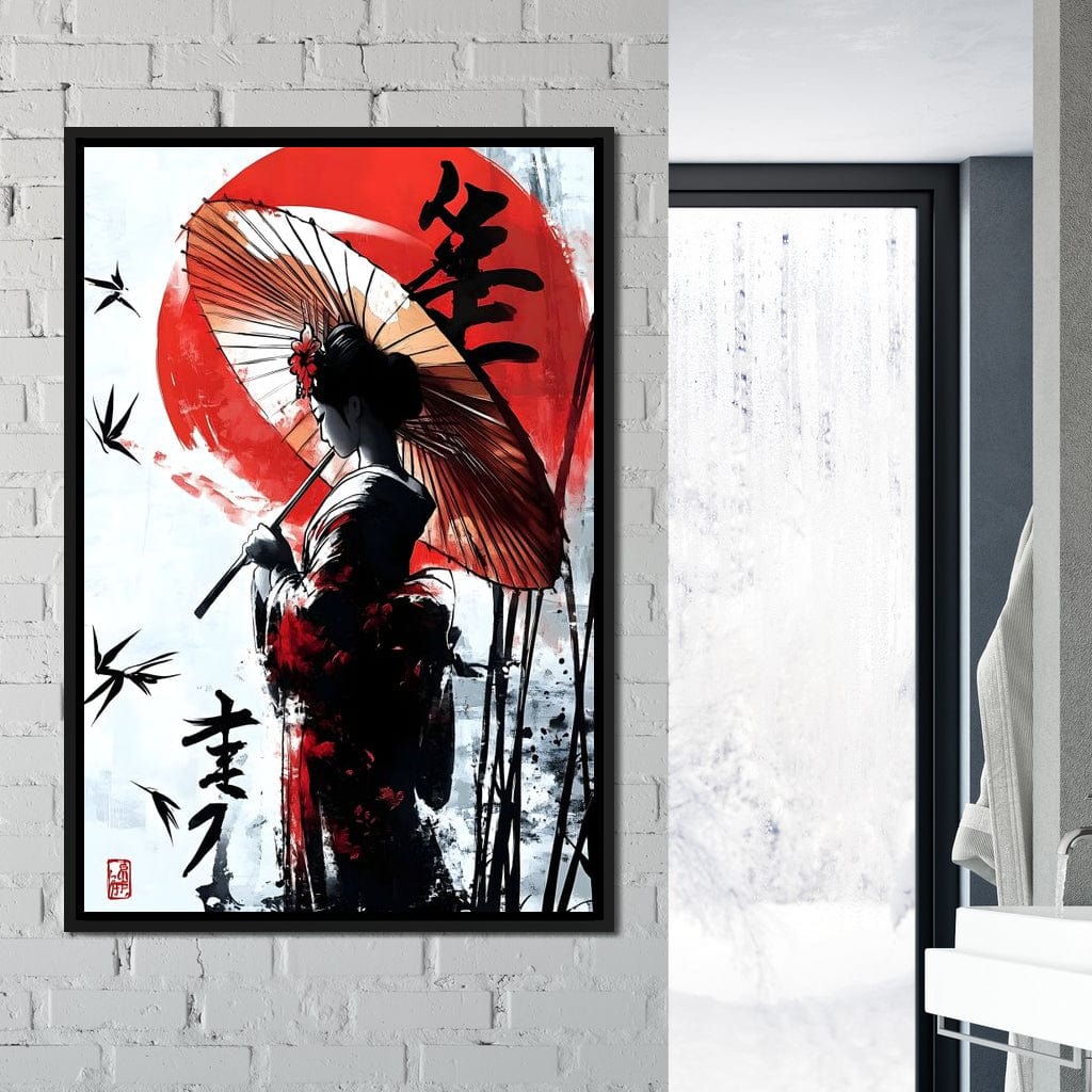 Geisha Elegance Sunlit Shadows Canvas Wall Art