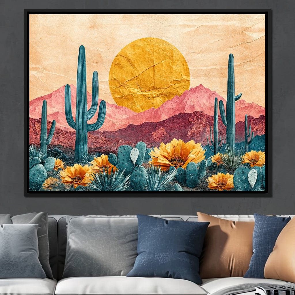 Desert Bloom Sunlit Peaks Canvas Wall Art