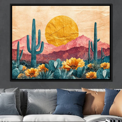 Desert Bloom Sunlit Peaks Canvas Wall Art