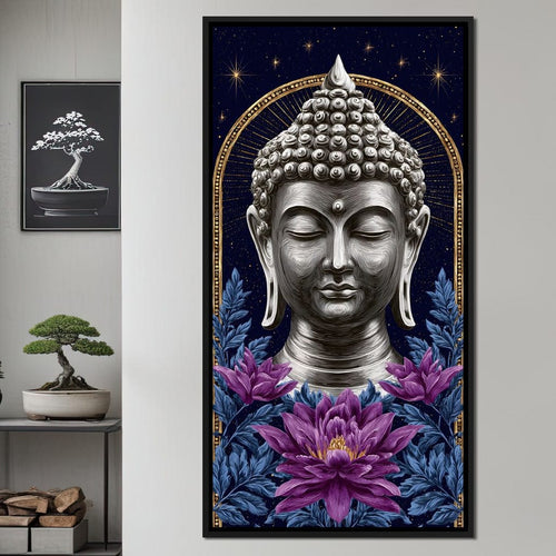 Buddha Lotus Radiance Under Stars Canvas Wall Art