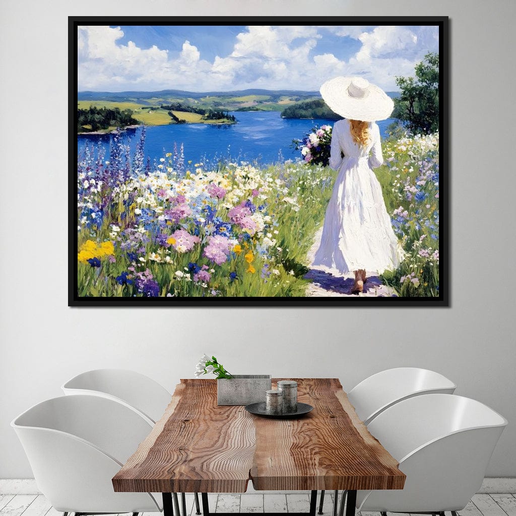 Summer Stroll by the Lake Canvas Wall Art