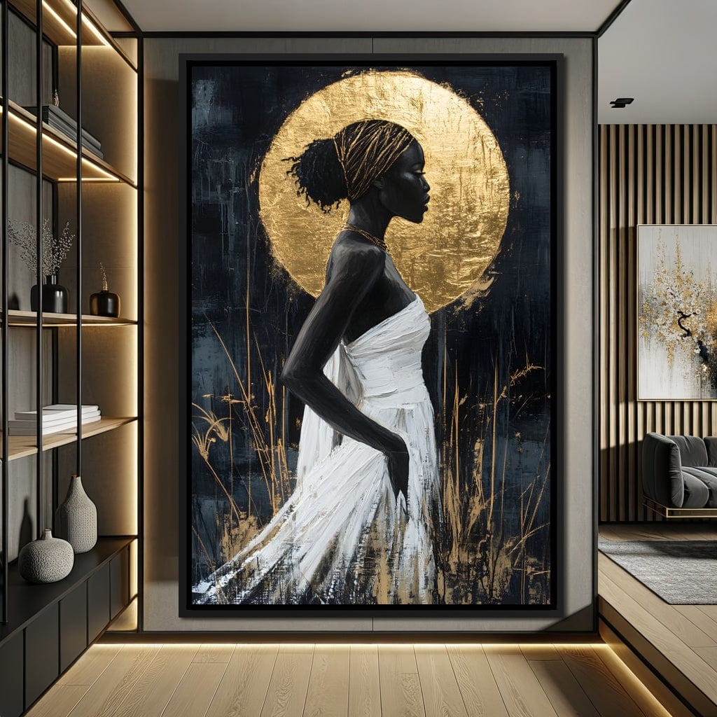 Golden Halo Grace Silhouette Canvas Wall Art
