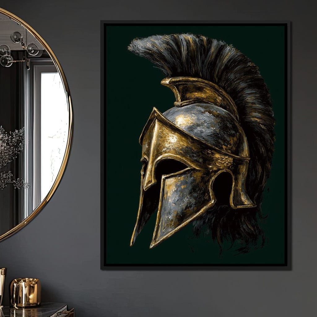 Gold Spartan Helm Battle Relic Canvas Wall Art