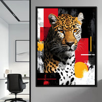 Modern Leopard Portrait Noir Gold Canvas Wall Art