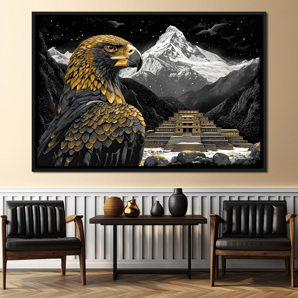 Majestic Aztec Golden Eagle Canvas Wall Art