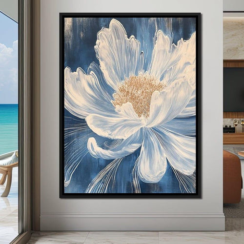 Petal Harmony in Blooming White Canvas Wall Art
