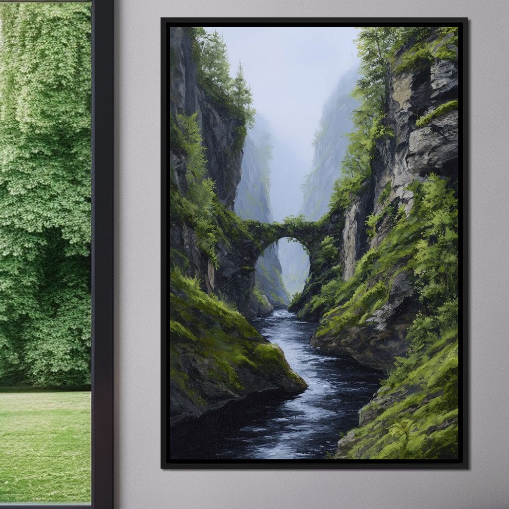 Emerald Gorge Stone Bridge River Canvas Wall Art