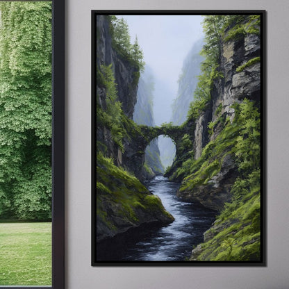 Emerald Gorge Stone Bridge River Canvas Wall Art