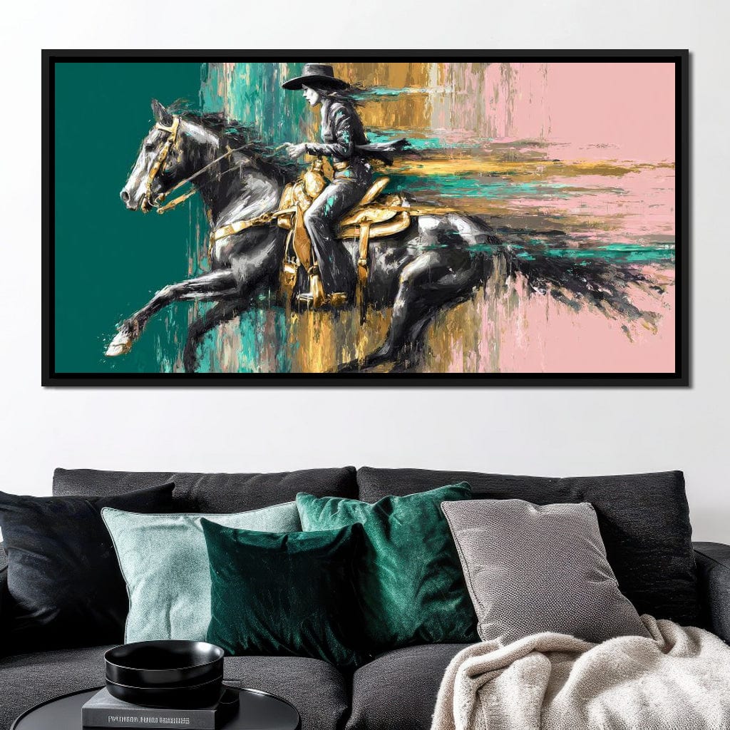 Golden Cowgirl Noir Star Canvas Wall Art