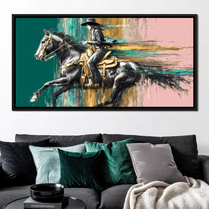 Golden Cowgirl Noir Star Canvas Wall Art