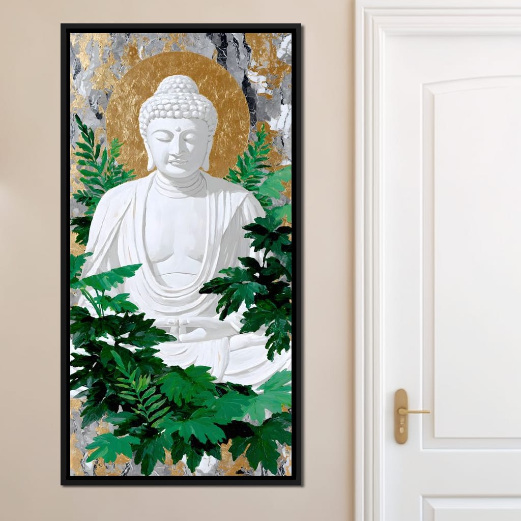 Golden Halo Buddha Garden Canvas Wall Art