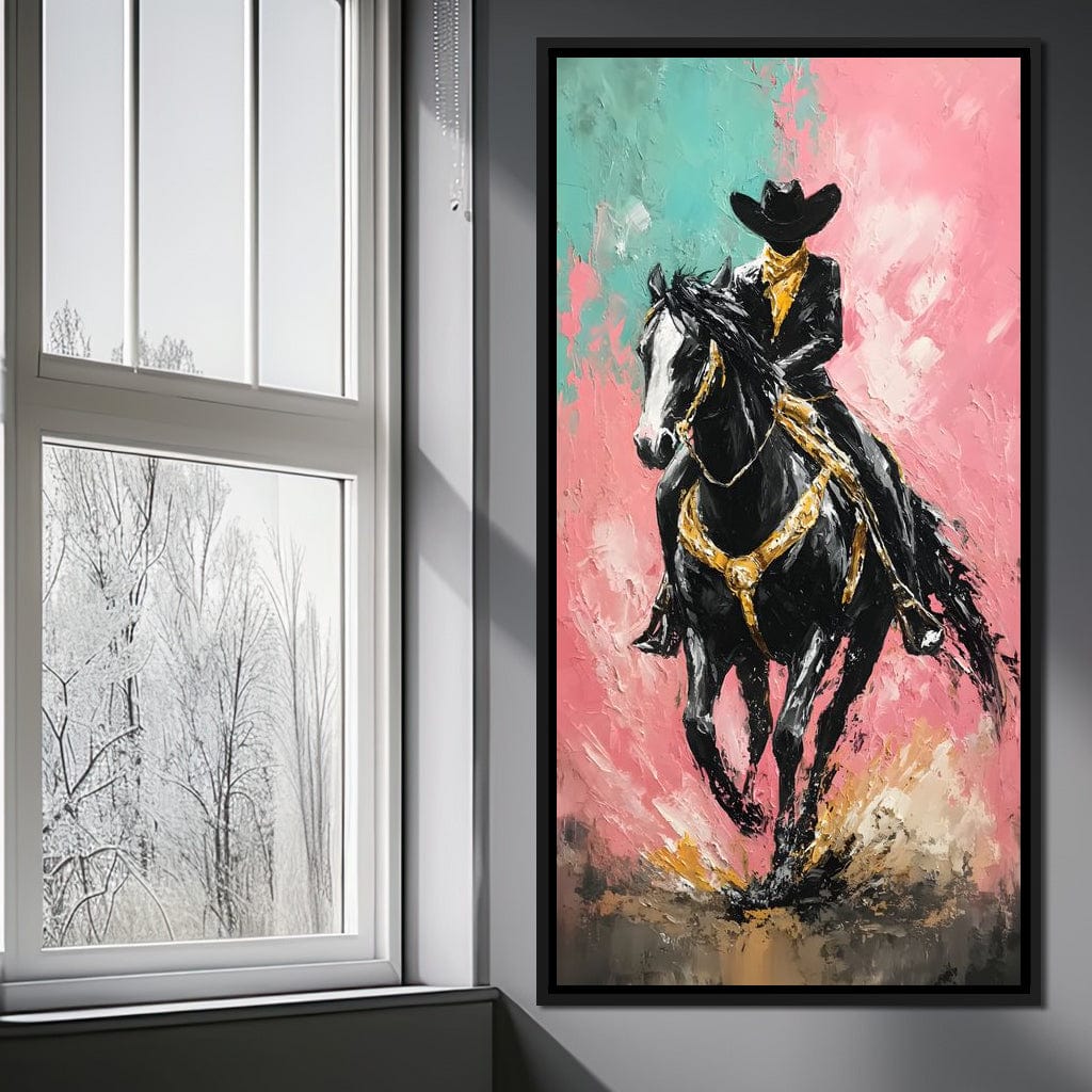 Galloping Western Stallion Energy Canvas Wall Art