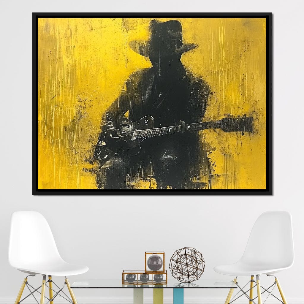 Golden Melody Silhouette Canvas Wall Art
