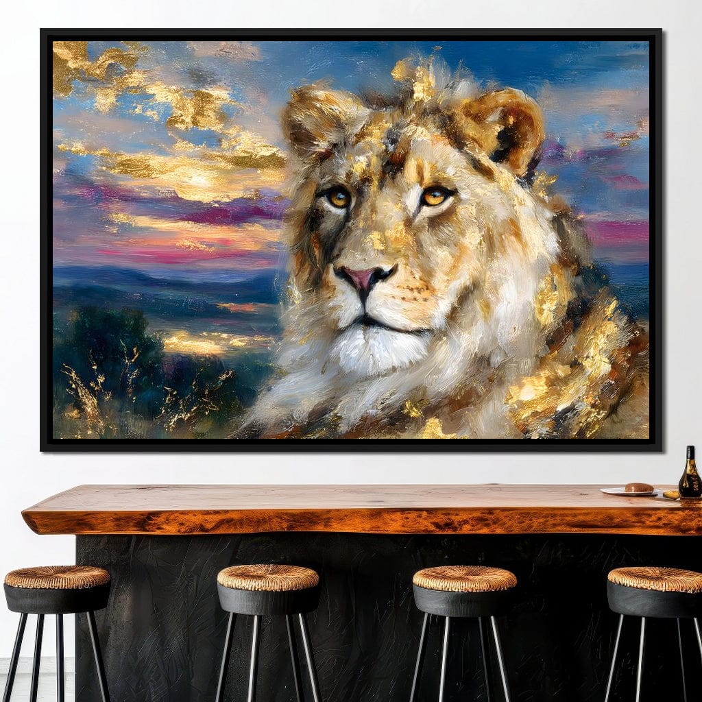 Golden Lioness Sunset Majesty Canvas Wall Art