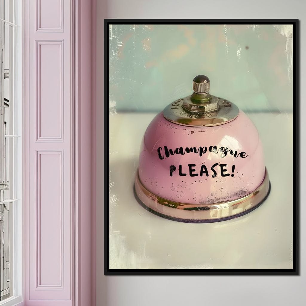Champagne Please Service Bell Canvas Wall Art