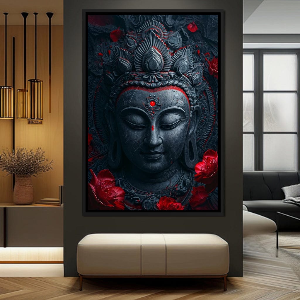 Buddha's Crimson Nirvana Canvas Wall Art